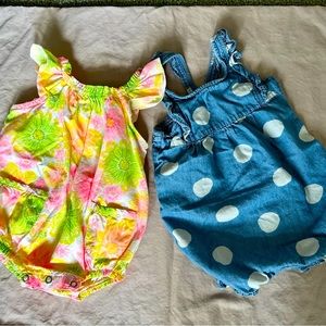 5/$15 🎀 Little Lass Baby 6-9M Bright Floral Bubble Romper wPockets 🌸